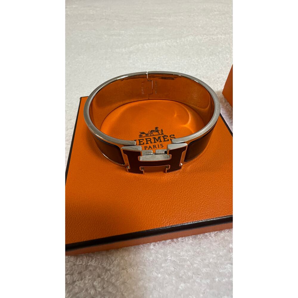 Hermes Clic Clac H Bracelet Black and Silver - Picture 2 of 10